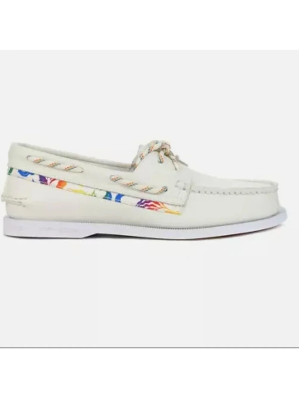 Sperry White Rainbow Boat Shoes, Exclusive Pride Edition unisex 10.5 M 12 W NIB
